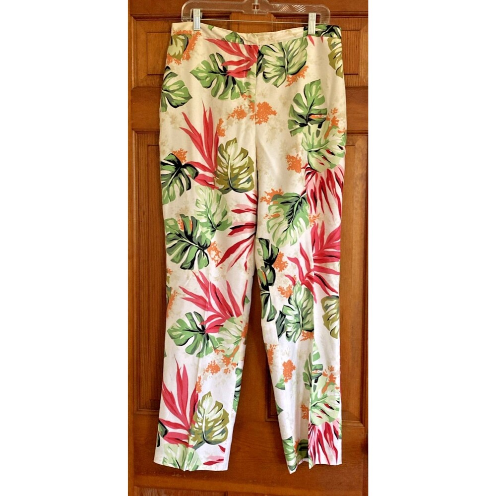 Vintage Talbots Womens 14 Pure Silk Hawaiian Lined Pants Beach Vacation Summer